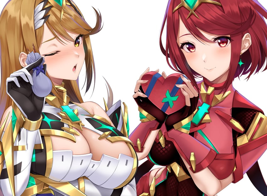 pyra and mythra (xenoblade chronicles and 1 more) drawn by yuuki_shin