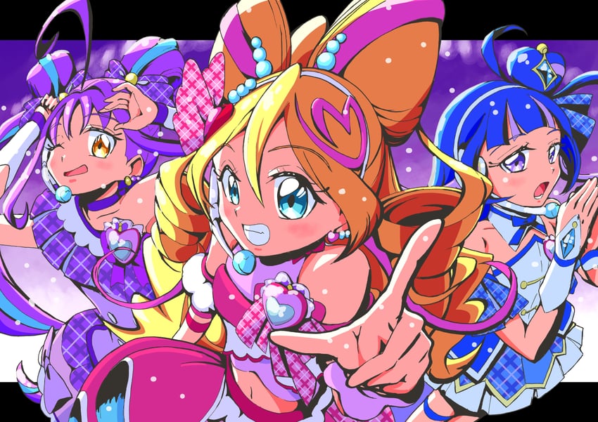 sakura uta, cure idol, shigure kokoro, aokaze nana, cure wink, and 1 more (precure and 1 more) drawn by kagekaku