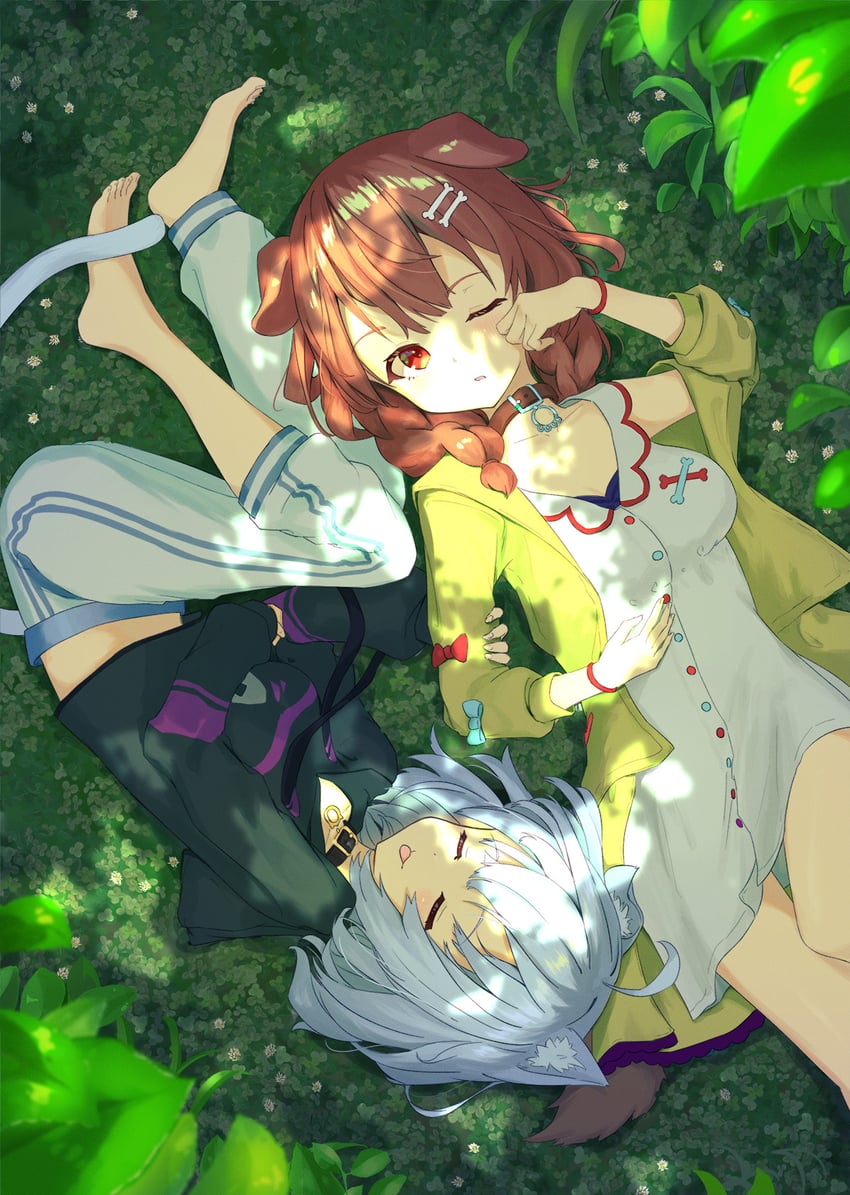 nekomata okayu and inugami korone (hololive) drawn by nokisaki_nibosi