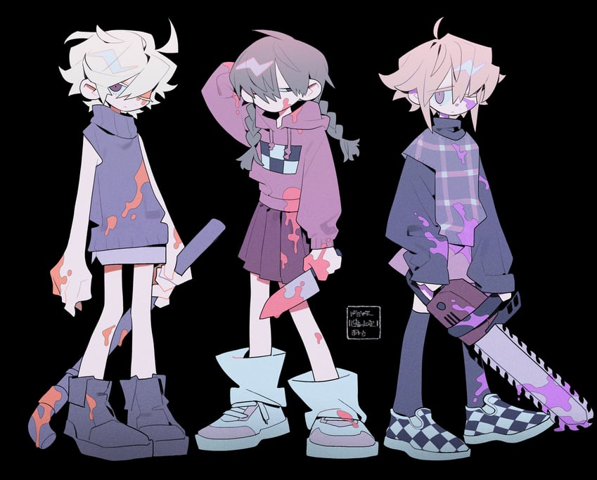 madotsuki, urotsuki, and sabitsuki (yume nikki and 2 more) drawn by higa423