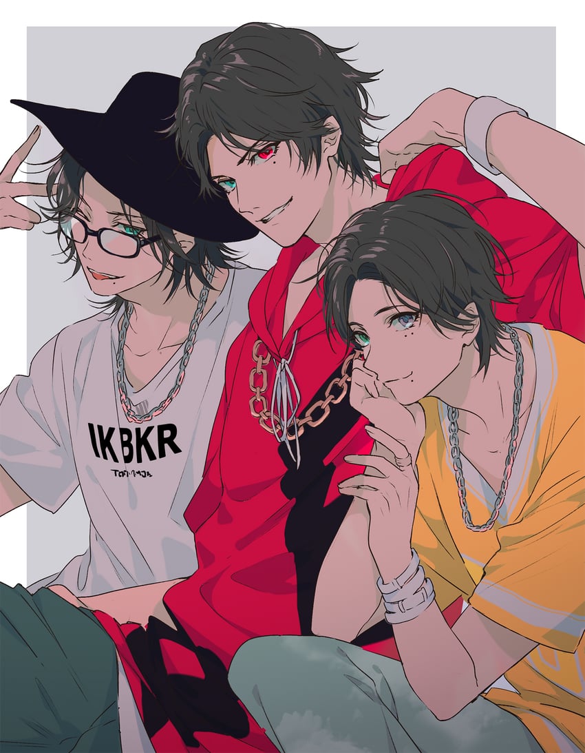 yamada ichiro, yamada saburo, and yamada jiro (hypnosis mic) drawn by minami_kazuki_(hanbee)