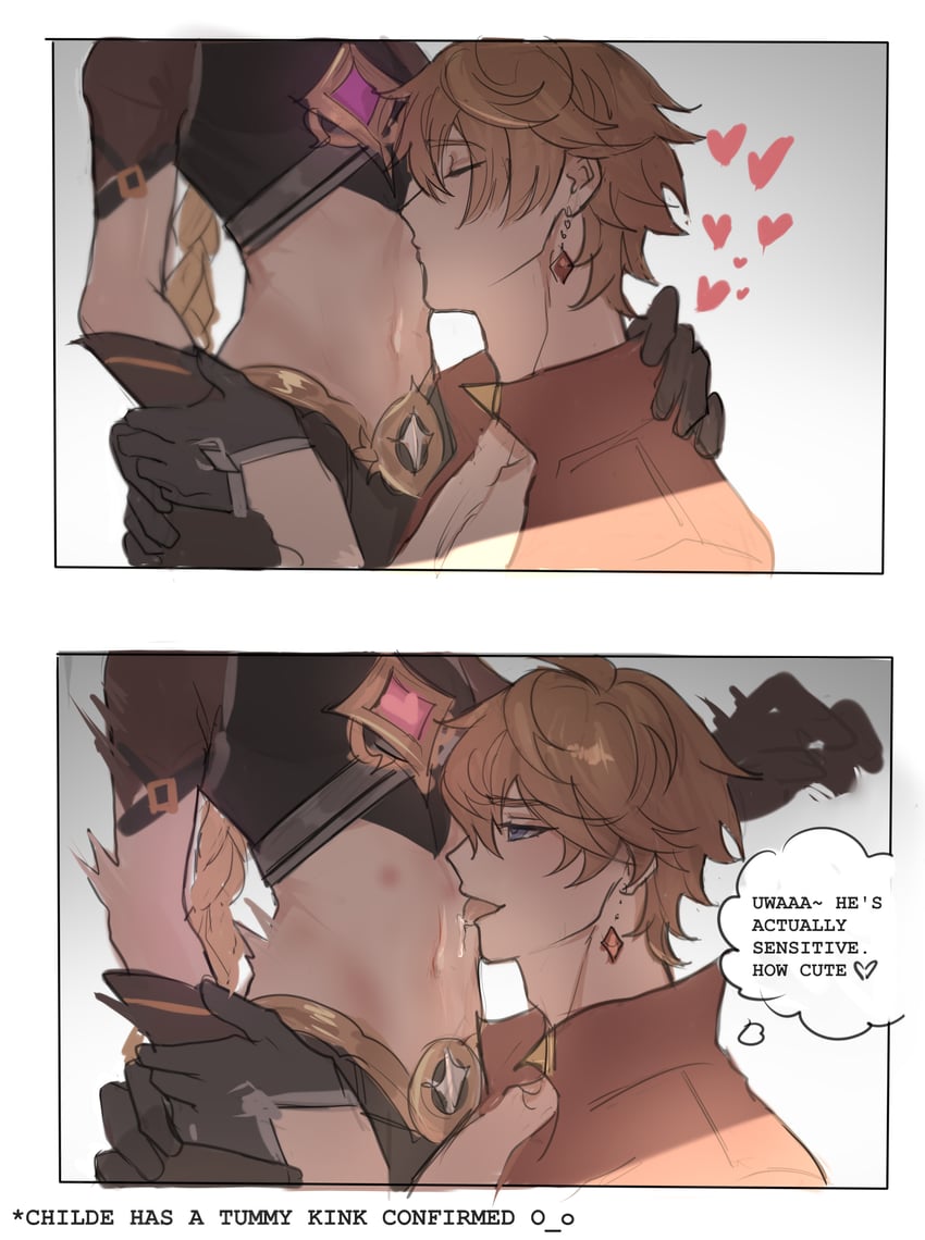 aether and tartaglia (genshin impact) drawn by haze_(ha_ze)