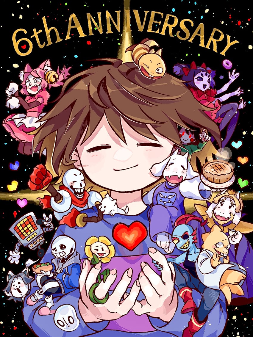frisk, chara, sans, papyrus, undyne, and 10 more (undertale) drawn by g_c_hori