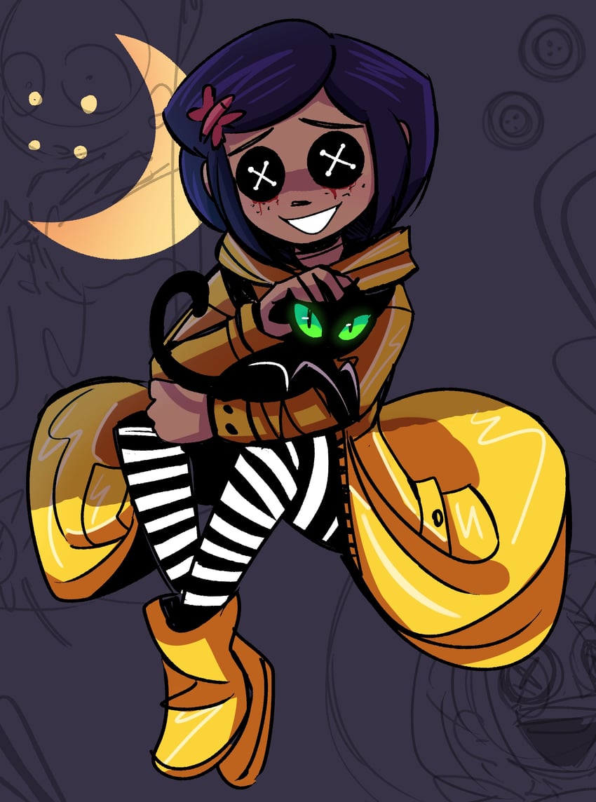 coraline jones and cat (coraline) drawn by peargor