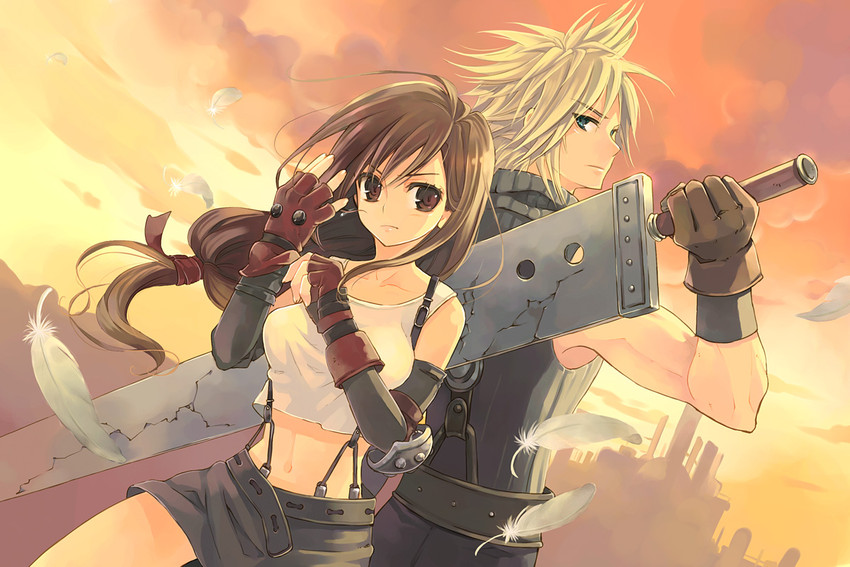 tifa lockhart and cloud strife (final fantasy and 1 more) drawn by kuga_tsukasa
