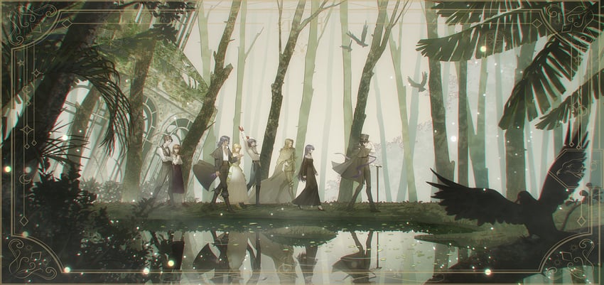 klein moretti, leonard mitchell, audrey hall, melissa moretti, evernight goddess, and 3 more (lord of the mysteries) drawn by gin6918