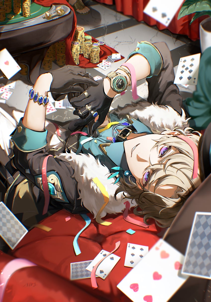 aventurine (honkai and 1 more) drawn by koukai_sita