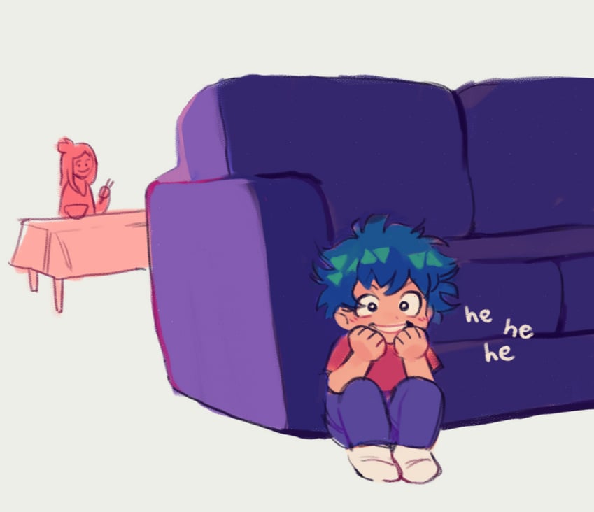 midoriya izuku and midoriya inko (boku no hero academia) drawn by fenkko