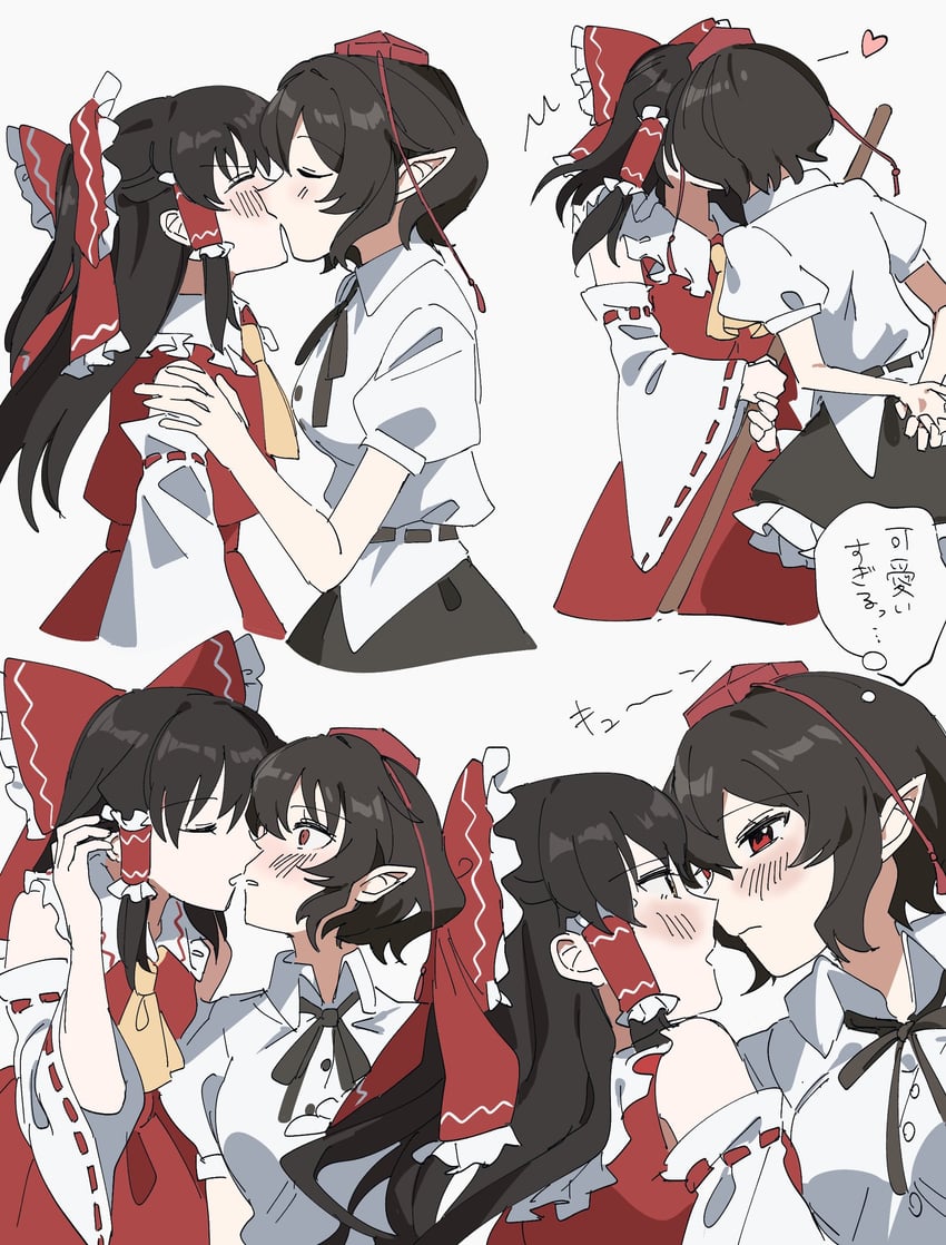 hakurei reimu and shameimaru aya (touhou) drawn by uehara_suiyo