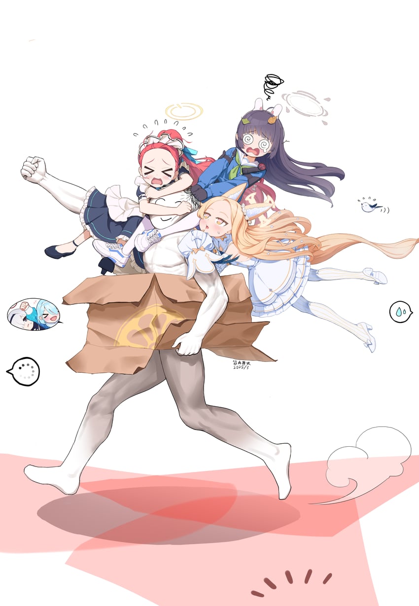 sensei, doodle sensei, arona, plana, seia, and 2 more (blue archive) drawn by jinrou_mangfu