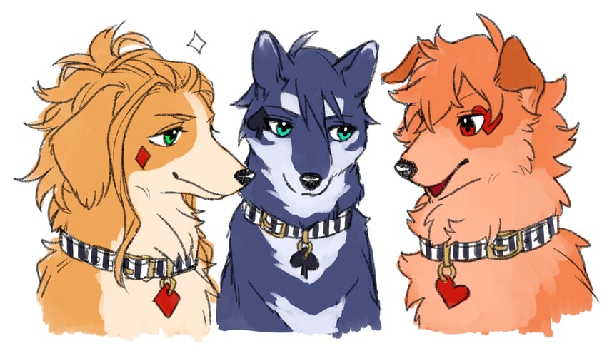 ace trappola, deuce spade, and cater diamond (twisted wonderland) drawn by mame_moyashi