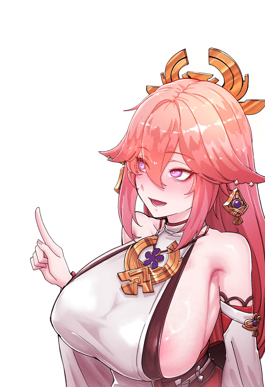 yae miko (genshin impact) drawn by horori_(halloweenday309)