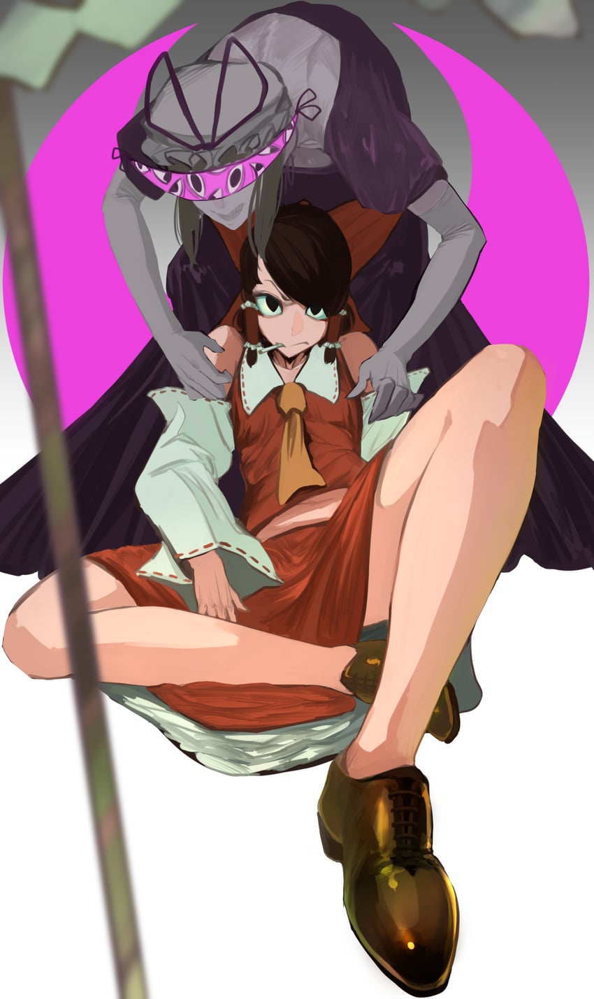 hakurei reimu and yakumo yukari (touhou) drawn by hotoke_party