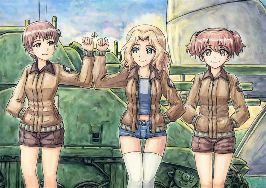 kay, alisa, and naomi (girls und panzer) drawn by omachi_(slabco)