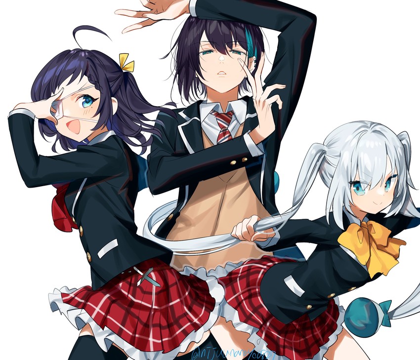 takanashi rikka, dekomori sanae, ars almal, togashi yuuta, mayuzumi kai, and 1 more (nijisanji and 1 more) drawn by ninahachi
