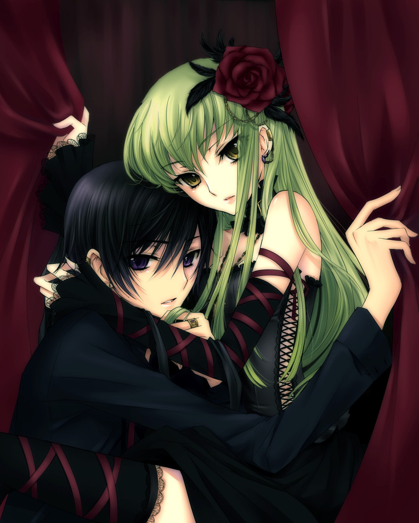 c.c. and lelouch vi britannia (code geass) drawn by mizunomoto