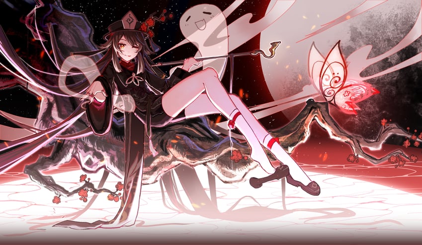 hu tao and boo tao (genshin impact) drawn by avatra