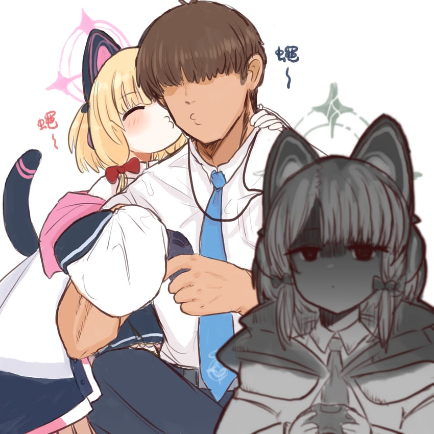 sensei, momoi, and midori (blue archive) drawn by shiming_liangjing