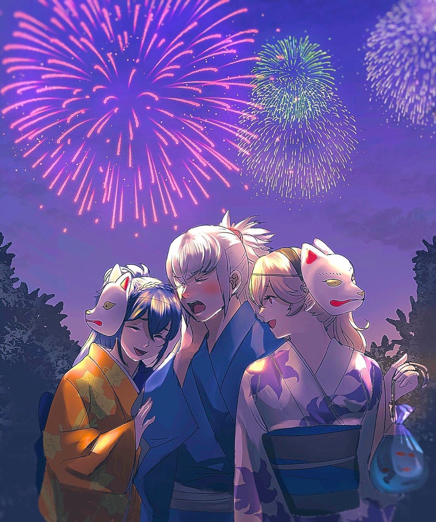female corrin, takumi, and oboro (fire emblem and 1 more) drawn by bavaa