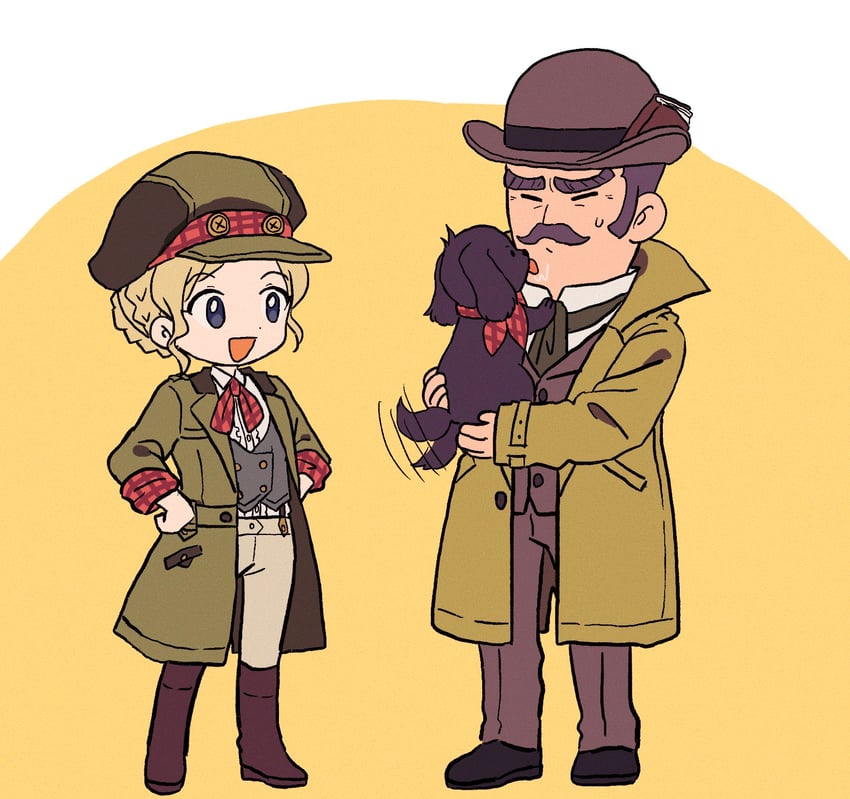 gina lestrade, toby, and tobias gregson (ace attorney and 1 more) drawn by machi_(mimihand)