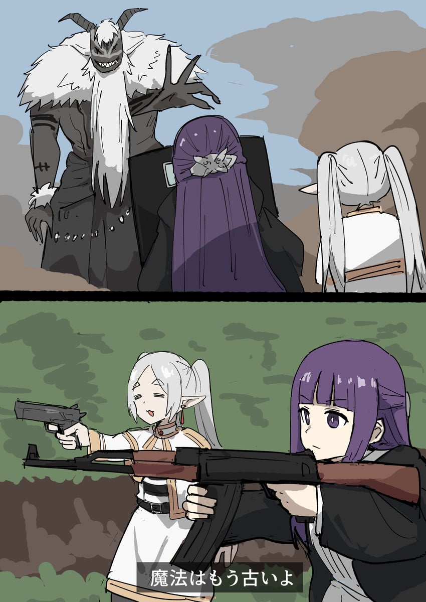 frieren, fern, and qual (sousou no frieren) drawn by tenten_(chan4545)