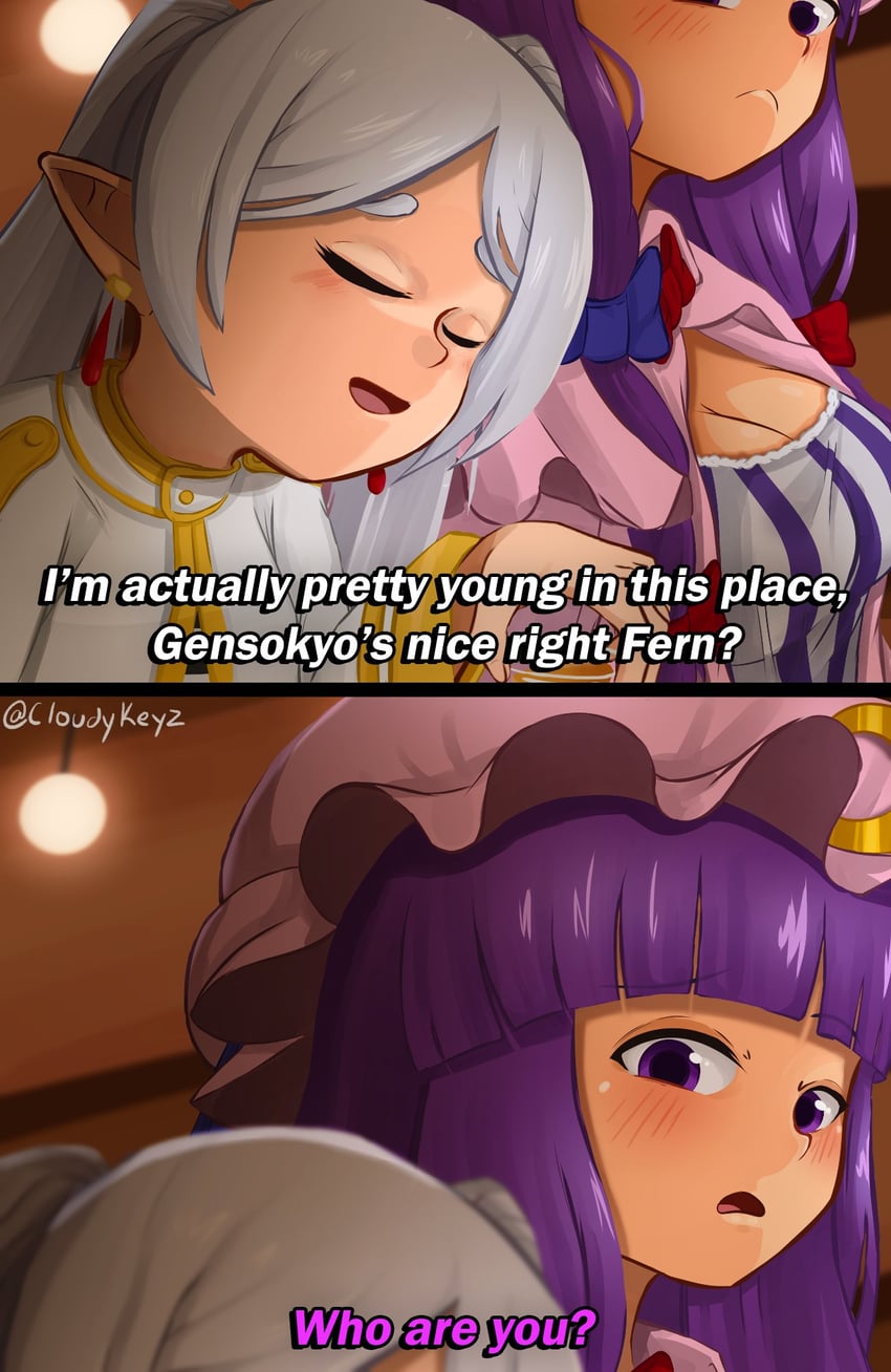 patchouli knowledge and frieren (touhou and 1 more) drawn by cloudykeyz