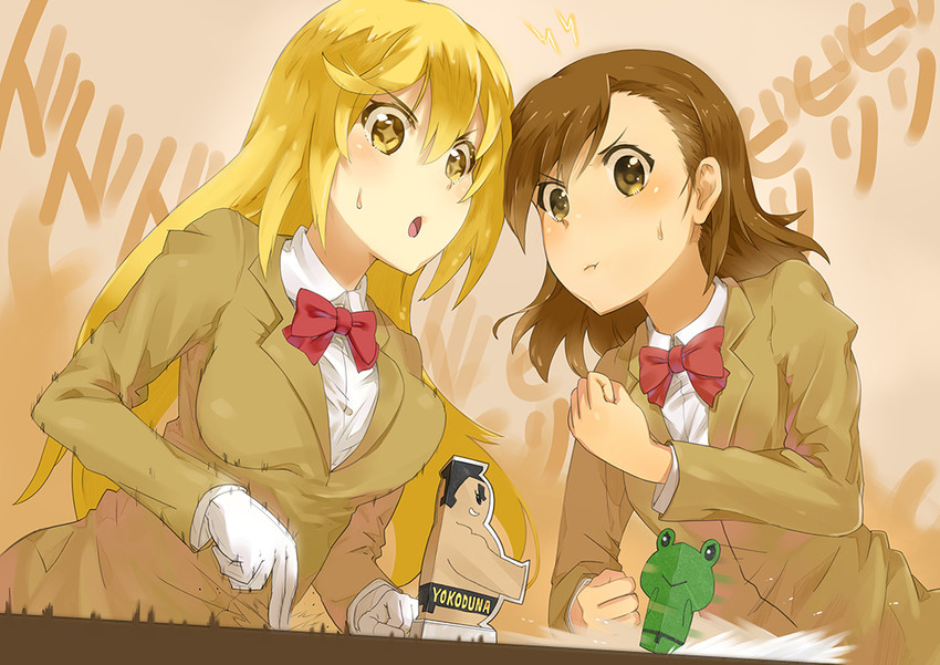 misaka mikoto, shokuhou misaki, and gekota (toaru majutsu no index and 1 more) drawn by pajant