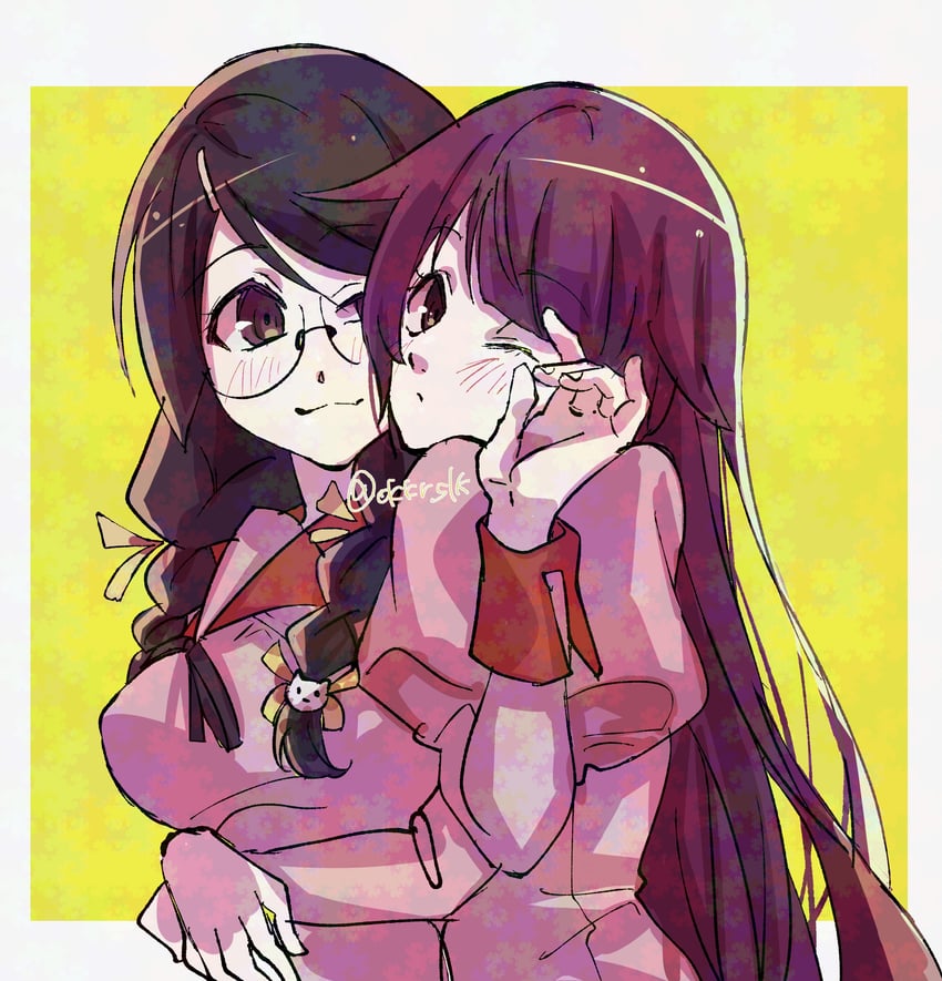 senjougahara hitagi and hanekawa tsubasa (monogatari and 1 more) drawn by hatahata_(okkrslk)