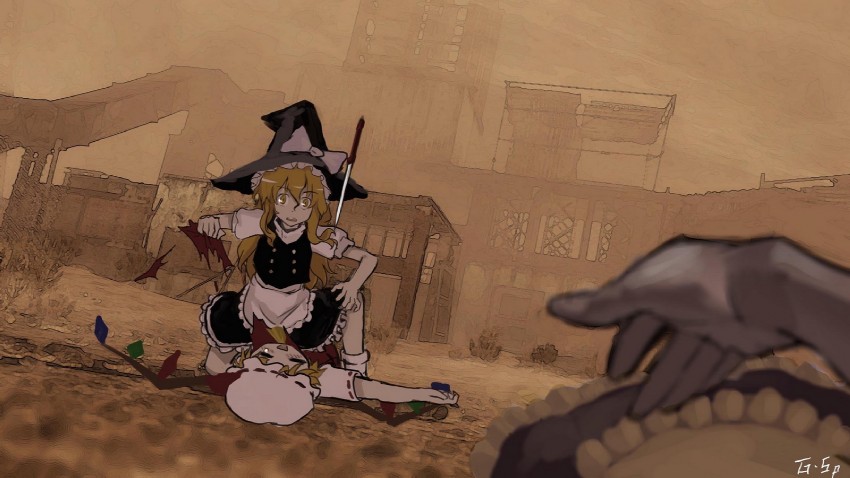 kirisame marisa, flandre scarlet, and izayoi sakuya (touhou and 2 more) drawn by as109