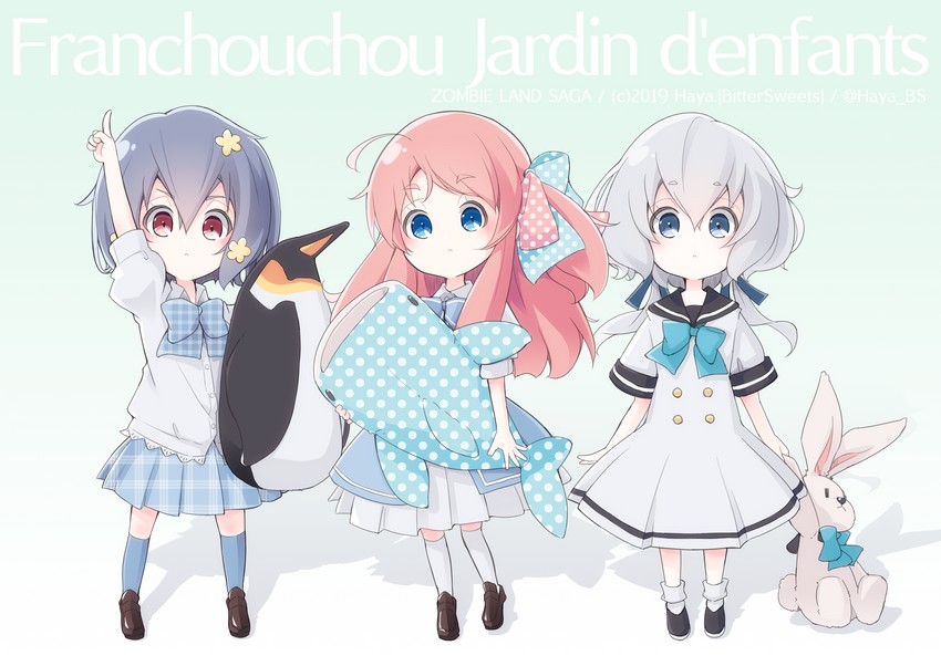 konno junko, minamoto sakura, and mizuno ai (zombie land saga) drawn by haya_bs