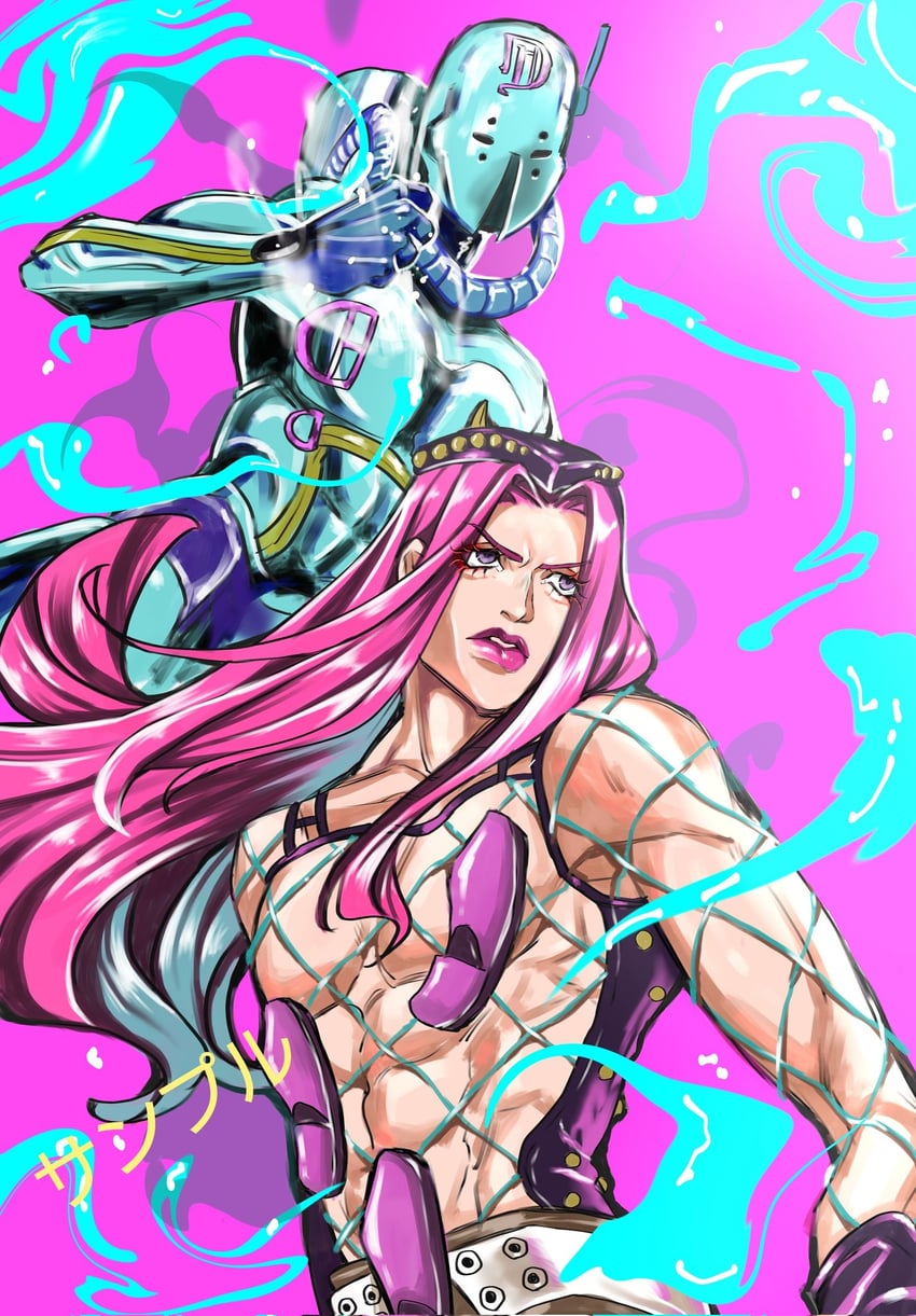 narciso anasui and diver down (jojo no kimyou na bouken and 1 more) drawn by sayuri28050