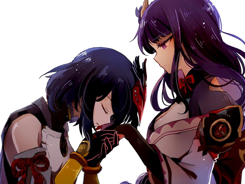 raiden shogun and kujou sara (genshin impact) drawn by yuuzatta