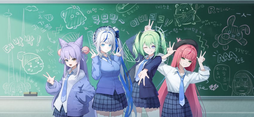tenko shibuki, yuzuha riko, aokumo rin, hanako nana, chico, and 3 more (stellive) drawn by pistacho0101