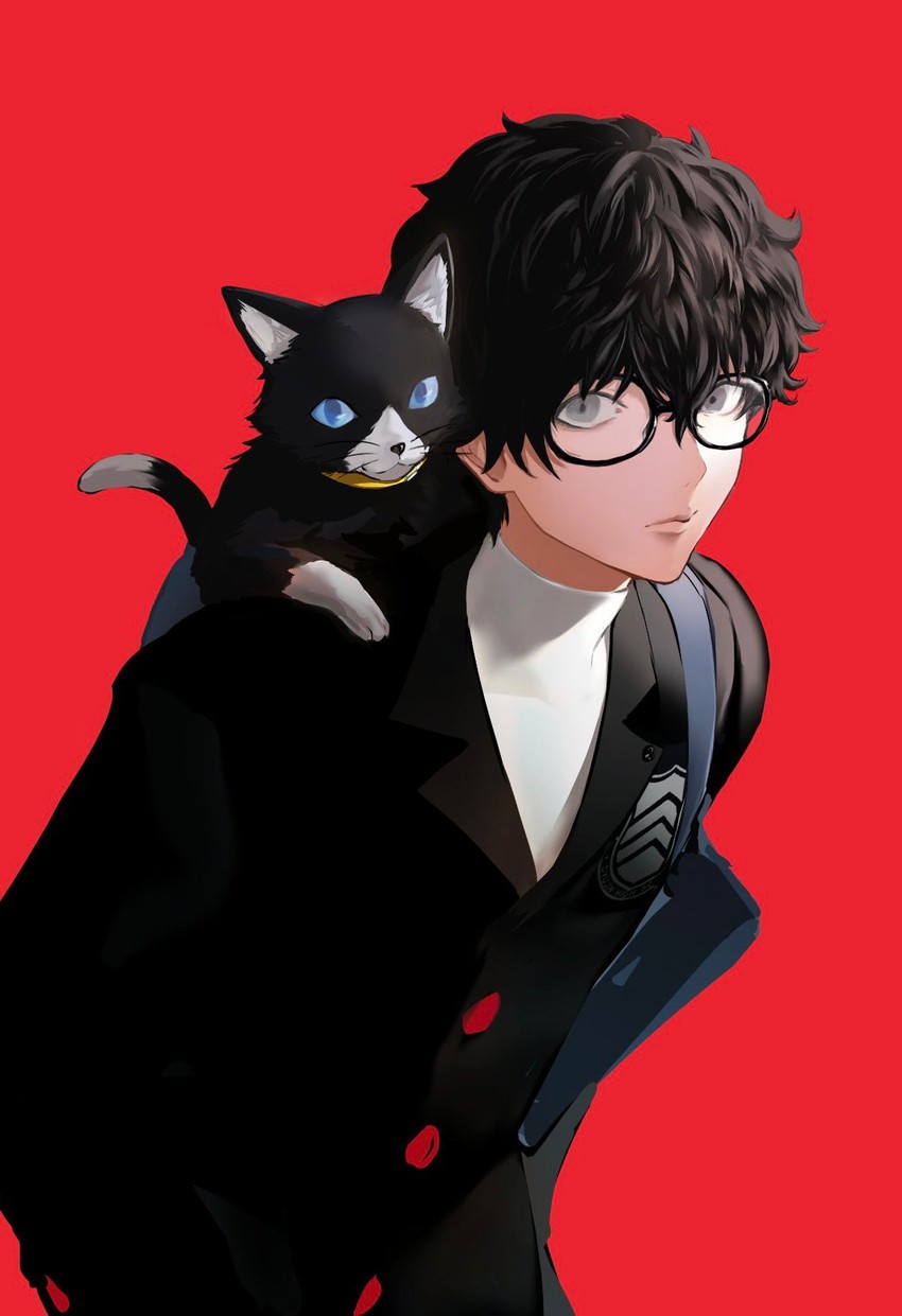 amamiya ren and morgana (persona and 1 more) drawn by igusaharu