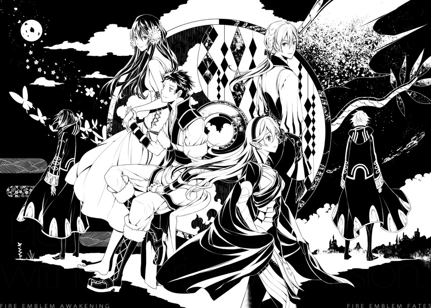lucina, female corrin, male robin, jakob, and owain (fire emblem and 2 more) drawn by amao_miyuki