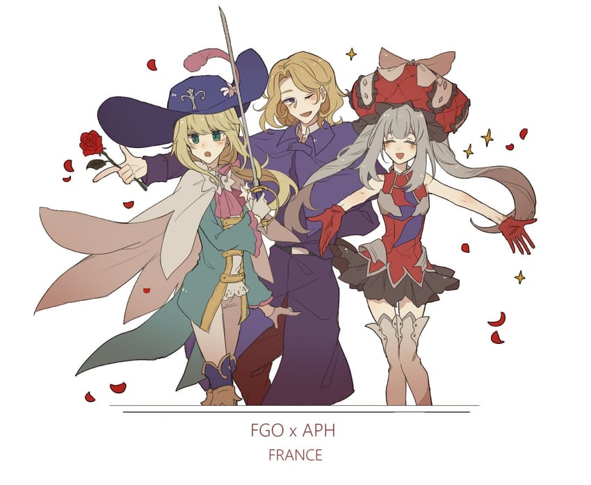 marie antoinette, france, and chevalier d'eon (fate and 2 more) drawn by yuezhuanlang