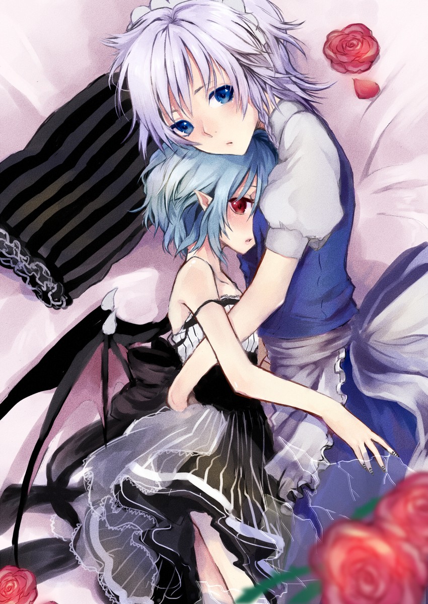 remilia scarlet and izayoi sakuya (touhou) drawn by asagi_yuna