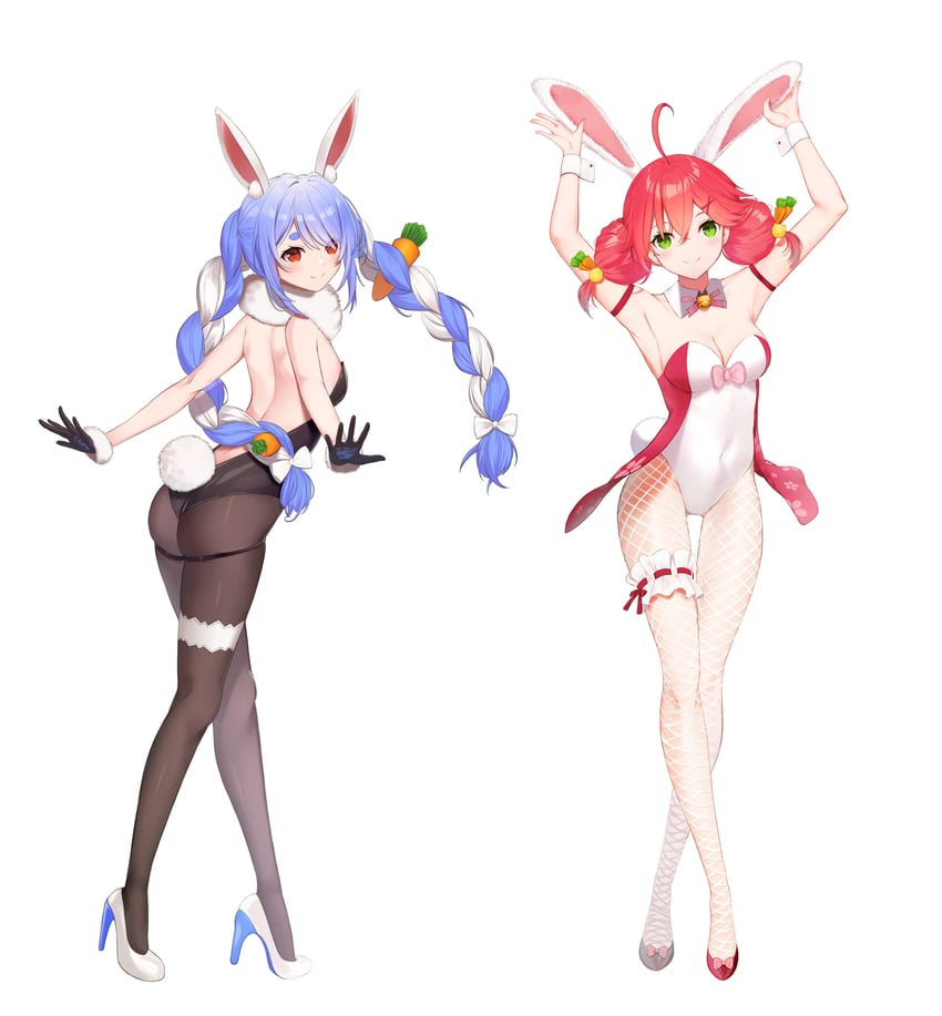 usada pekora and sakura miko (hololive) drawn by nmokhahi