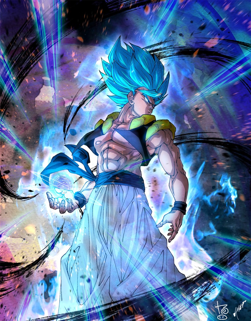 gogeta (dragon ball and 2 more) drawn by ryuunosuke_(ryunosuke_625)