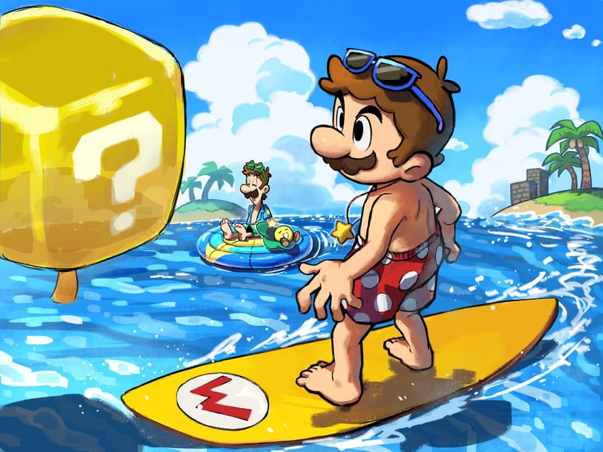 mario, luigi, and starlow (mario and 1 more) drawn by ya_mari_6363
