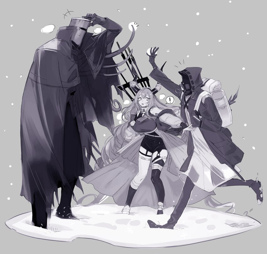 doctor, typhon, and cannot goodenough (arknights) drawn by kaifei_(kaifei_29)