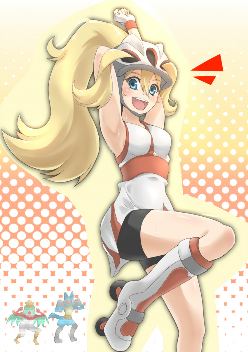 lucario, korrina, and hawlucha (pokemon and 1 more) drawn by hakutakuanta