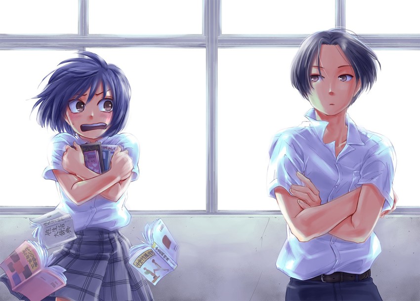 yaginuma-kun and oogami-san (oogami-san dadamore desu) drawn by yoshidamaru_yuu