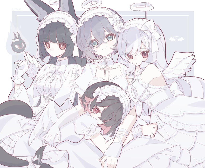 ellen joe, hoshimi miyabi, belle, vivian banshee, and tailless (zenless zone zero) drawn by zzzii0