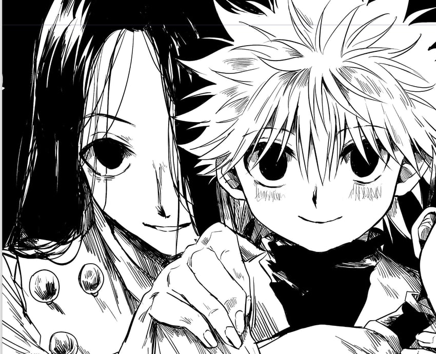 killua zoldyck, gon freecss, and illumi zoldyck (hunter x hunter) drawn by kasukasugom1