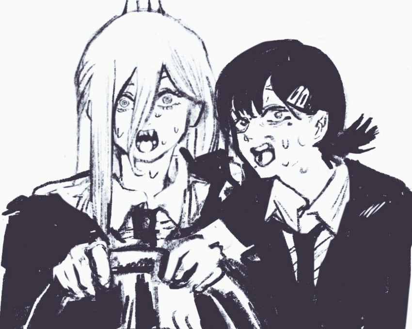 power and higashiyama kobeni (chainsaw man and 1 more) drawn by mitsubachi_(roundbee)