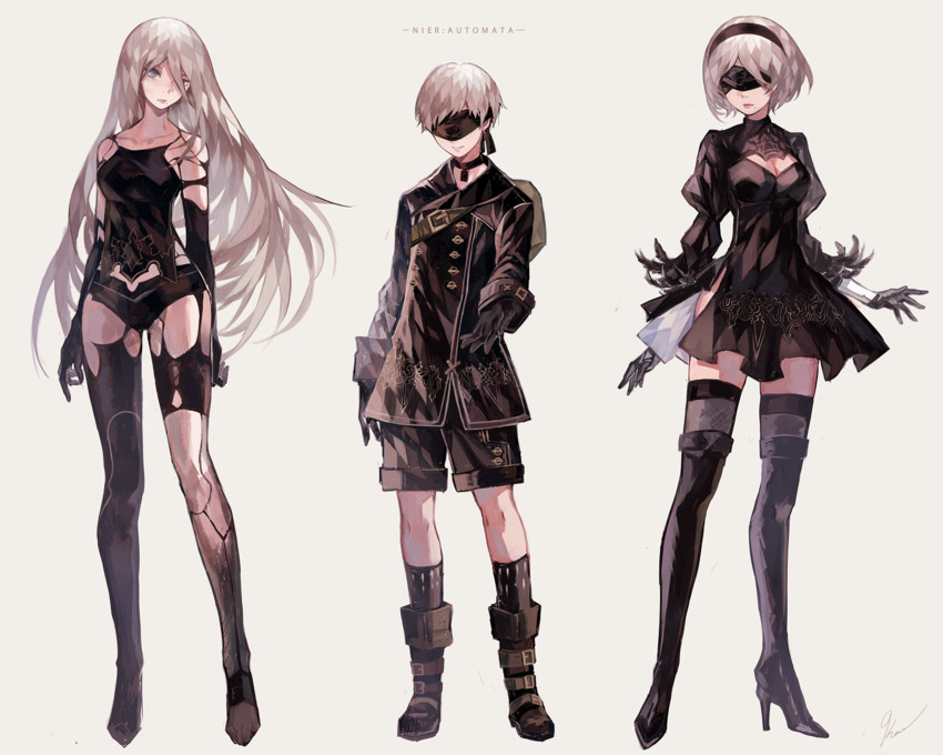 2b, 9s, and a2 (nier and 1 more) drawn by kaneblob