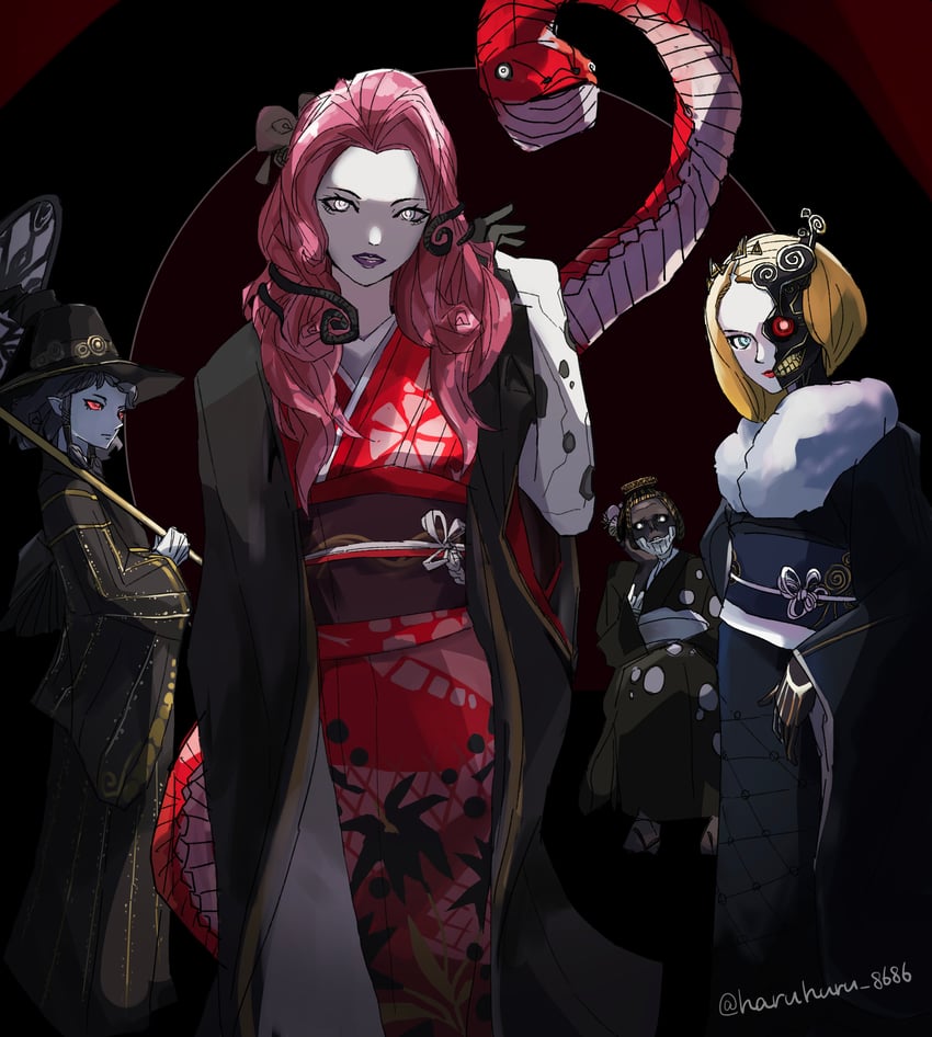 agrat bat mahlat, lilith, naamah, and eisheth zenunim (shin megami tensei and 2 more) drawn by haruhuru_8686