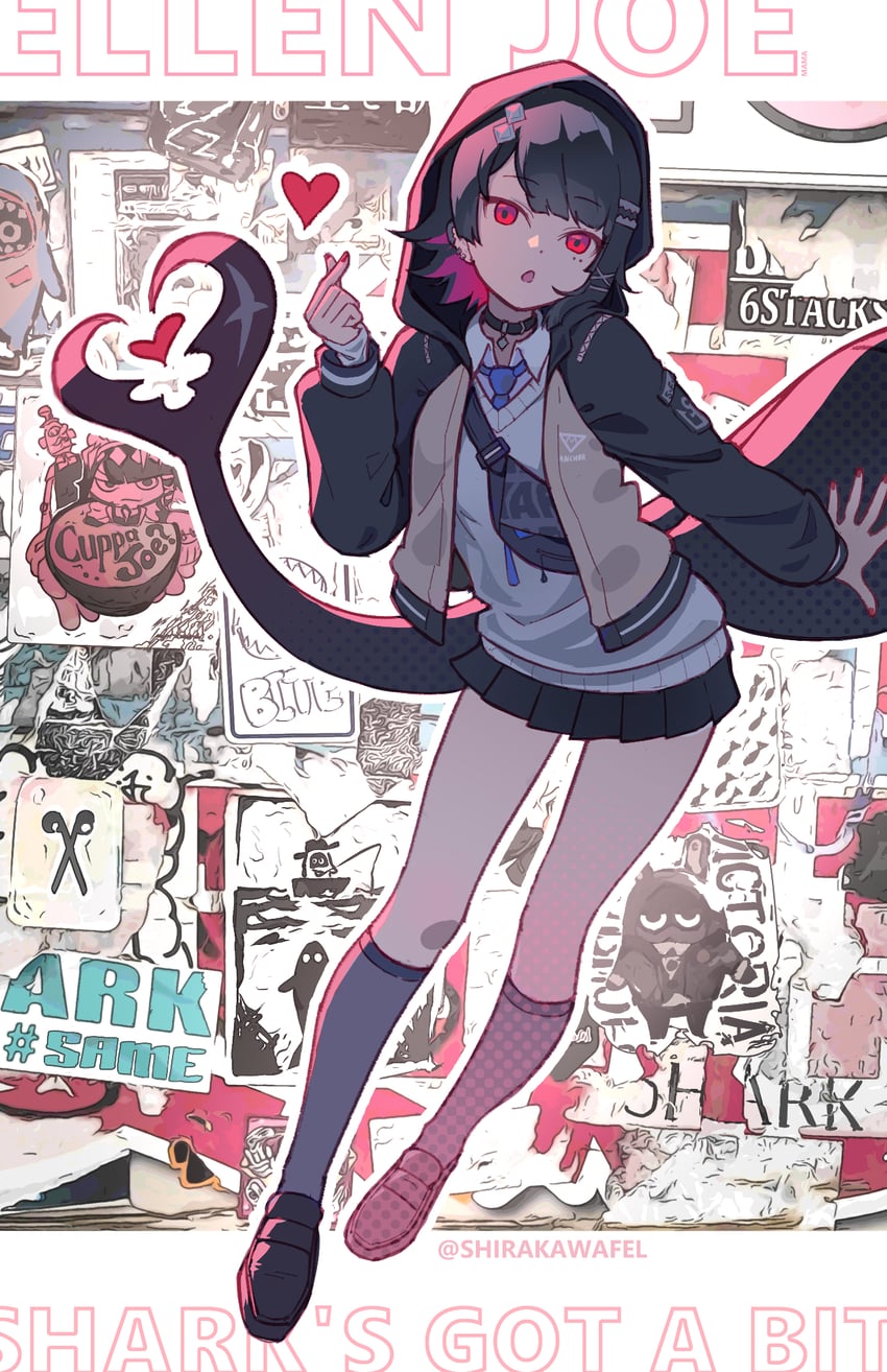 ellen joe, sharkboo, and butler (zenless zone zero) drawn by shirakawafel