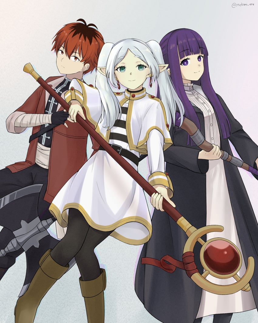 frieren, fern, and stark (sousou no frieren) drawn by im_chanix
